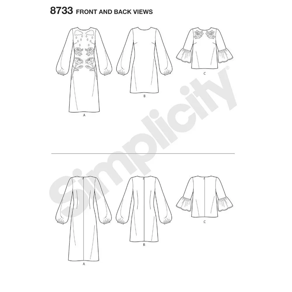 Simplicity Sewing Pattern 8733 Knee Length or Mini Dress Top Appliques Size 4-12